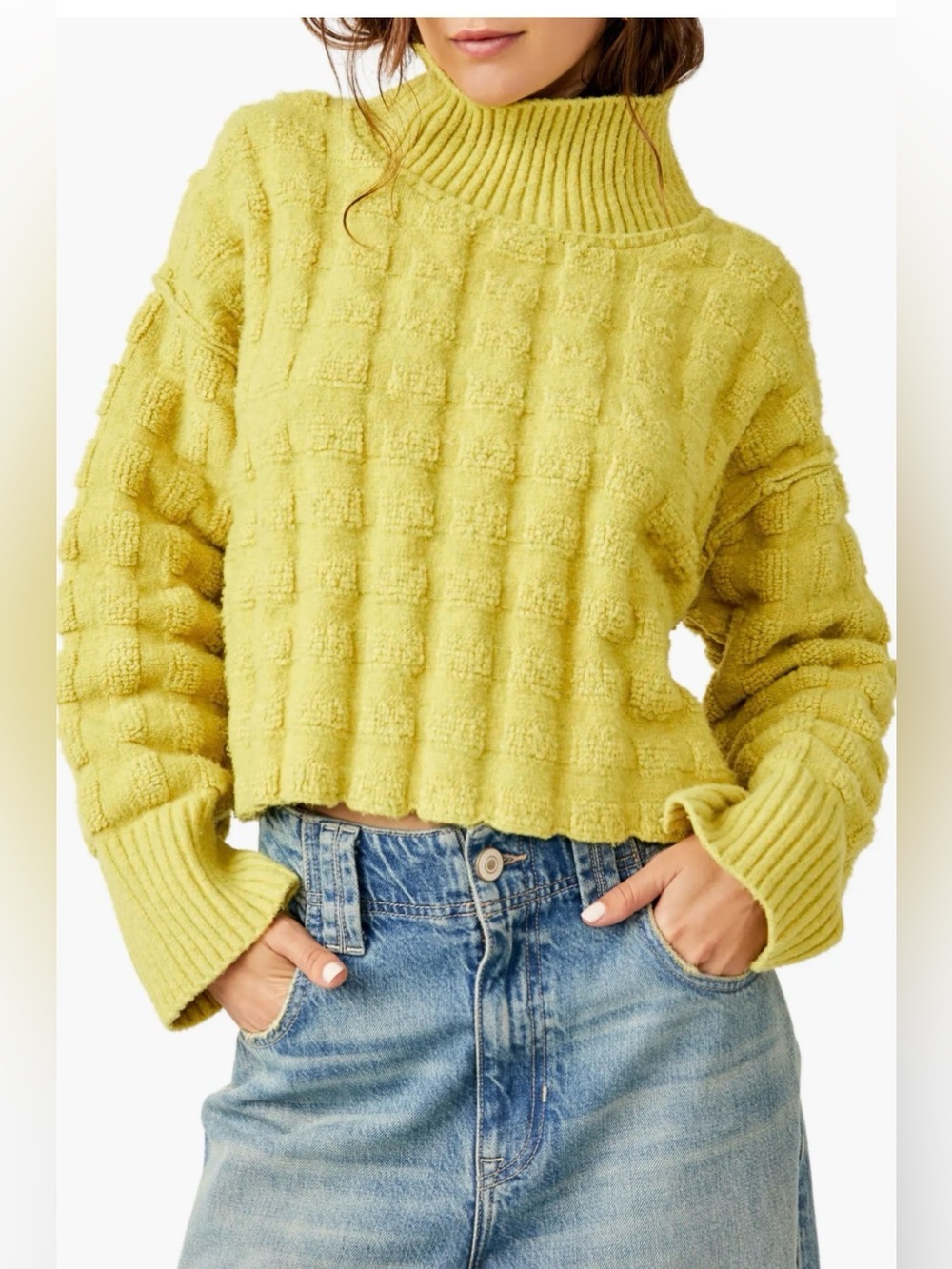 We the Free Free People Soul Searcher sweater in citronelle oversized S boxy